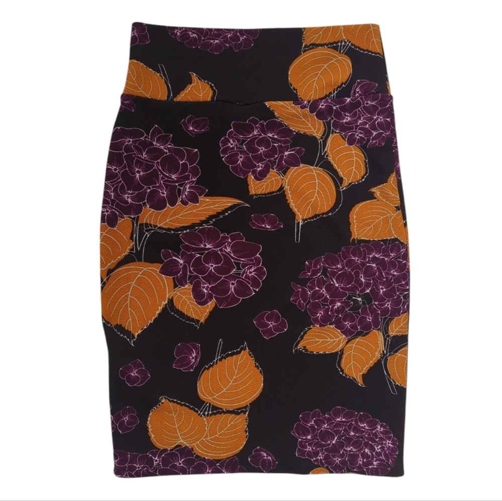 LulaRoe Cassie Floral Pattern Pencil Skirt XS Black Purple Casual Summer - Picture 6 of 9